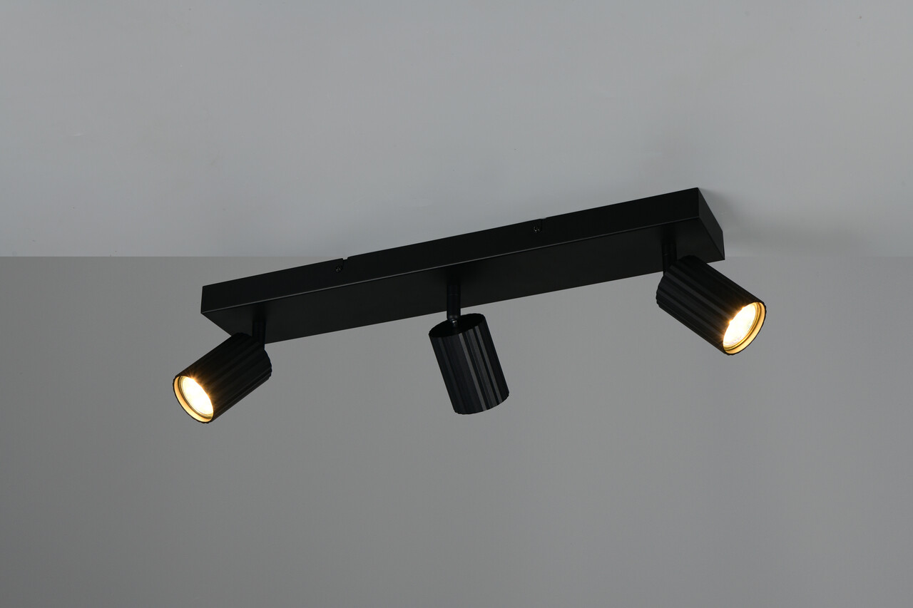 Plafoniera Soka, TRIO, 50x9x14.5 cm, 10W, 3x GU10, metal, negru mat - imagine 5